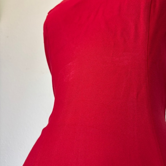Vintage Solid Red Sleeveless Full Length Strappy Rhinestone Formal Dress - Picture 3 of 11